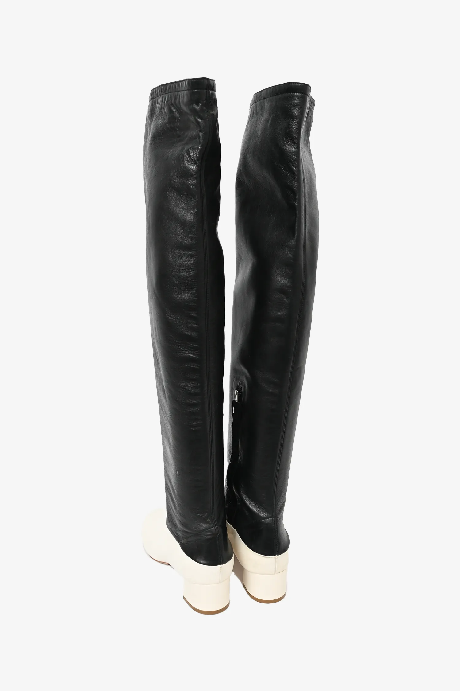 Celine Black/White Leather Knee High Boots Size 36