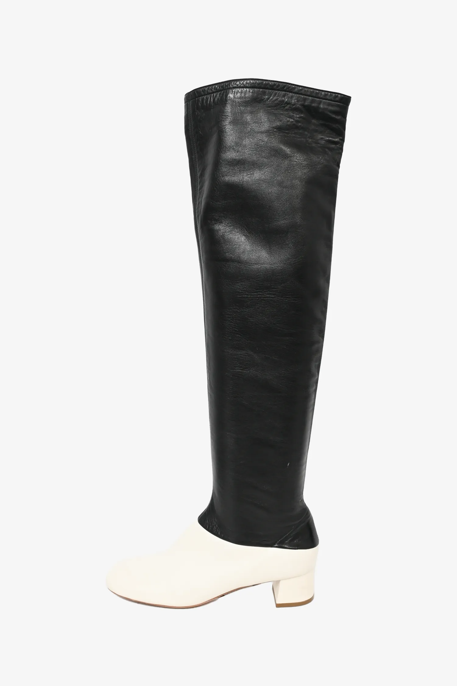 Celine Black/White Leather Knee High Boots Size 36