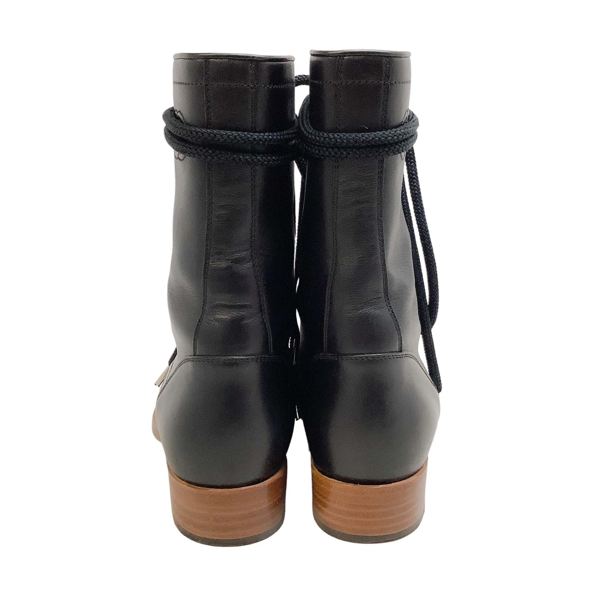 Chanel Black Leather Combat with Brogue Detail Boots/Booties