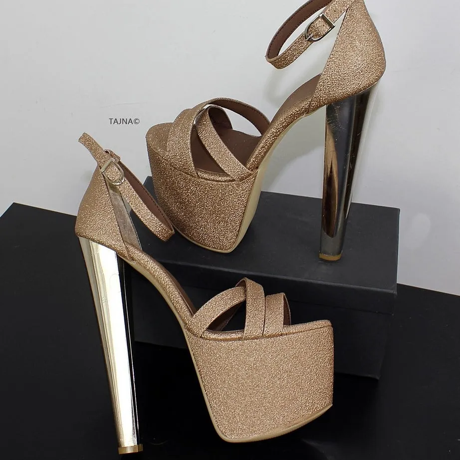 Copper Ankle Multi Strap Platform Heels