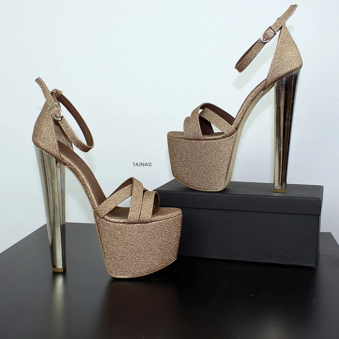 Copper Ankle Multi Strap Platform Heels