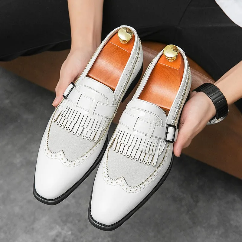 Cross-border spring large size British Su business leather shoes men's fashion color matching wedding banquet leather shoes