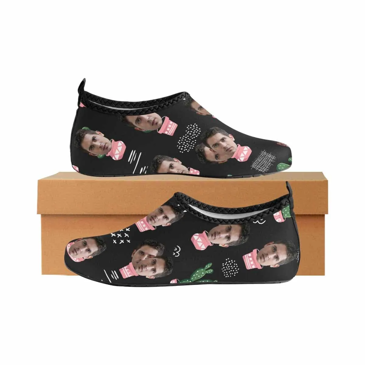 Custom Boyfriend Face Cactus Slip-on for sport Quick-Dry Women's Barefoot Aqua Shoes