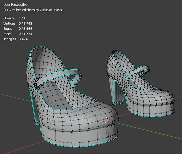 Cute heeled shoes (3D Model asset)(Commercial license)