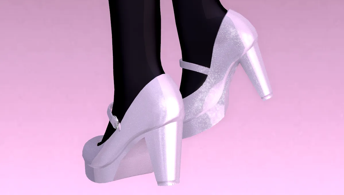 Cute heeled shoes (3D Model asset)(Commercial license)