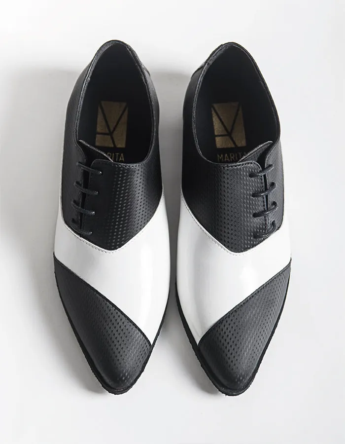 Dali Pointy Longwing Black & White Shoes