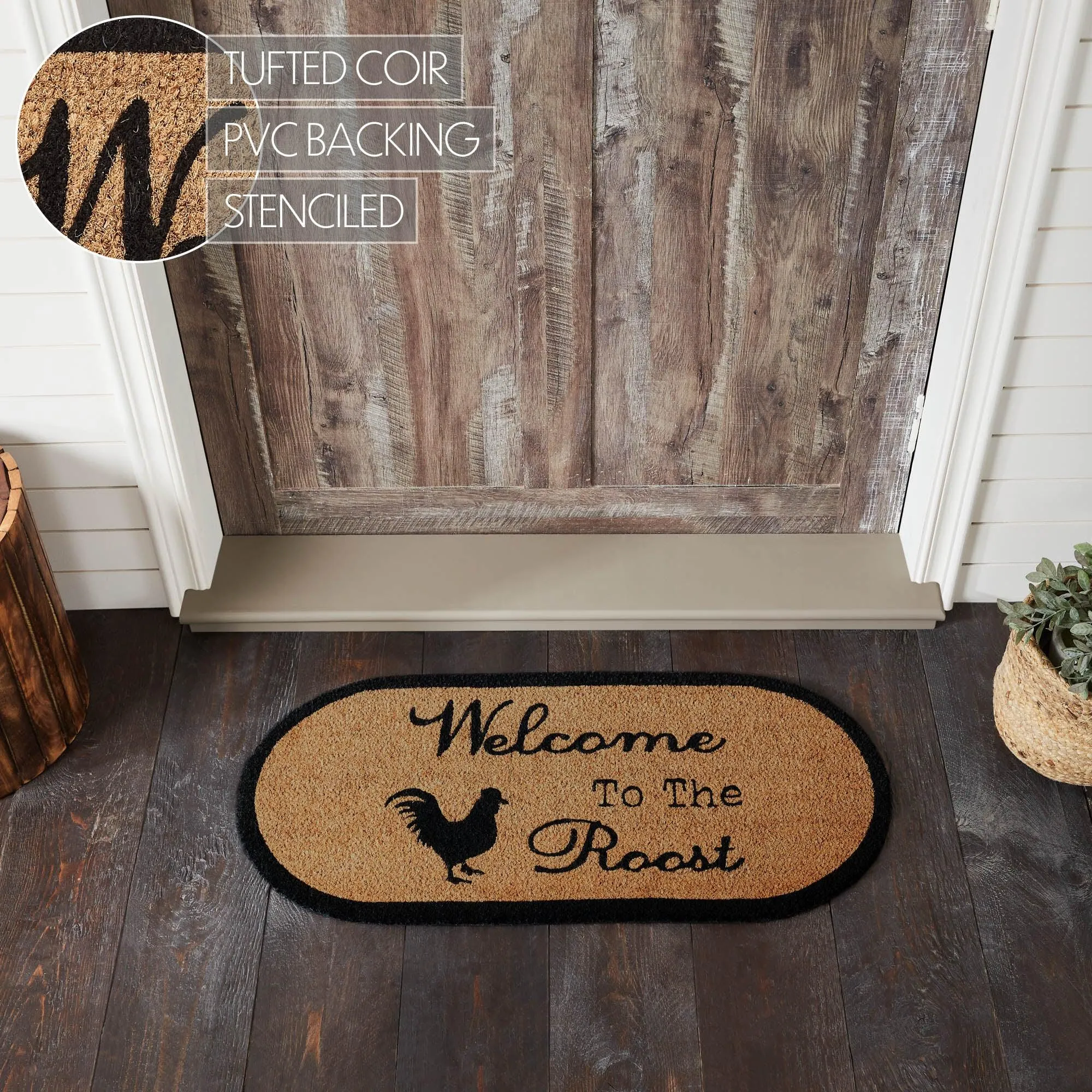 Down Home Welcome to the Roost Coir Rug Oval 17x36