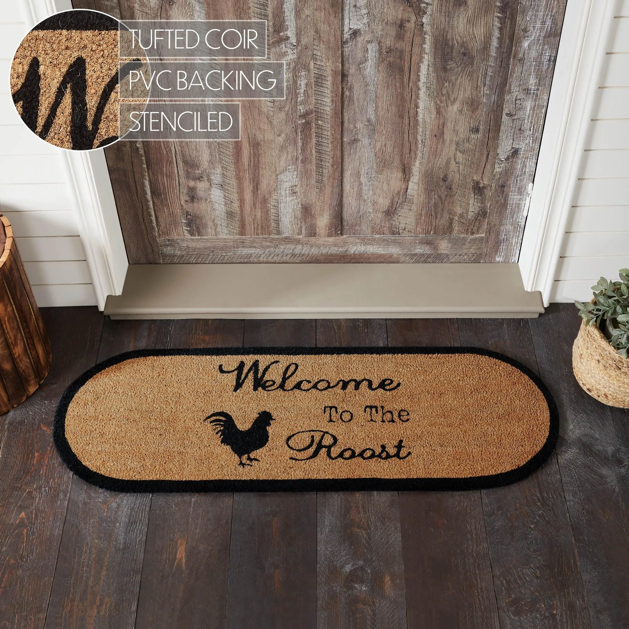 Down Home Welcome to the Roost Coir Rug Oval 17x48