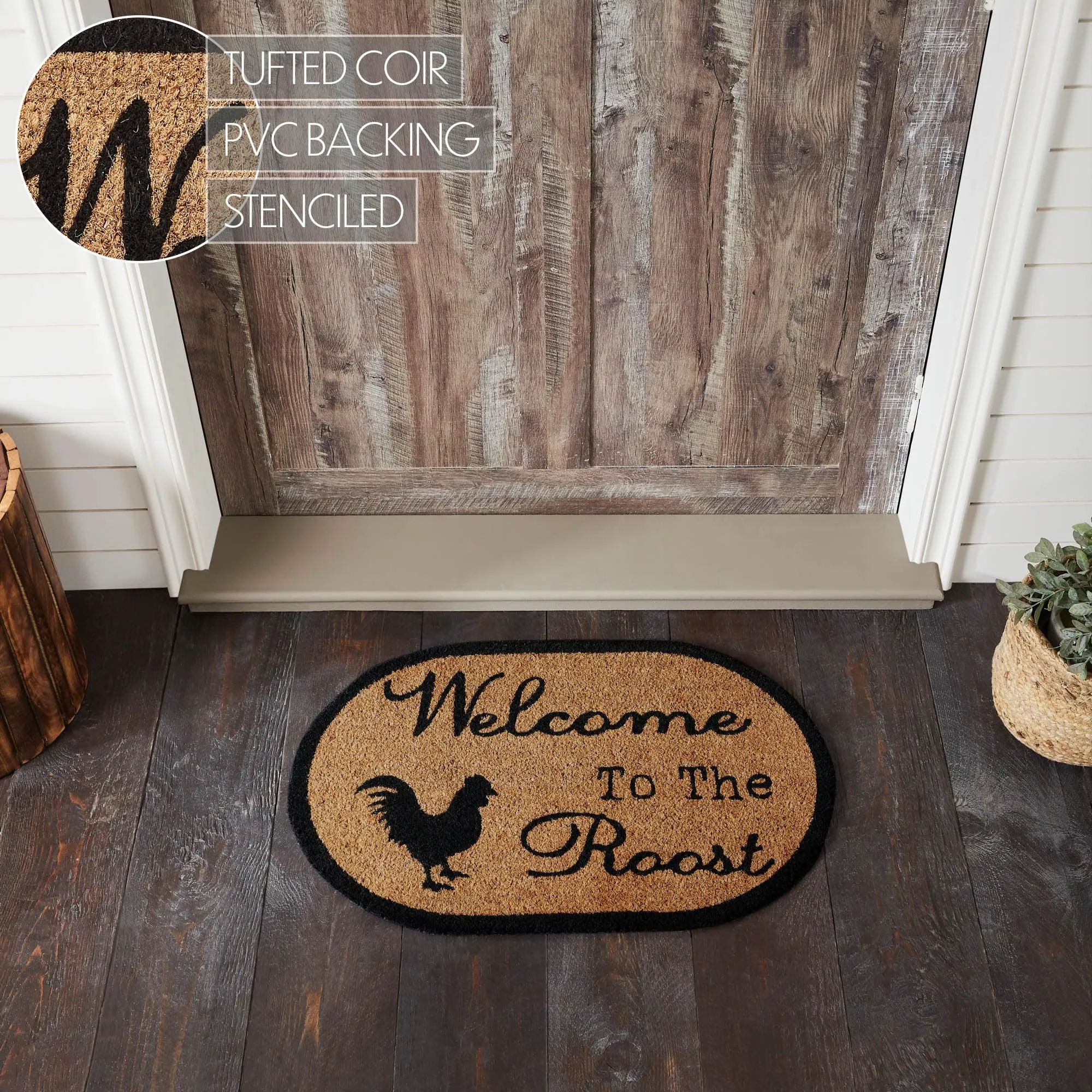 Down Home Welcome to the Roost Coir Rug Oval 20x30