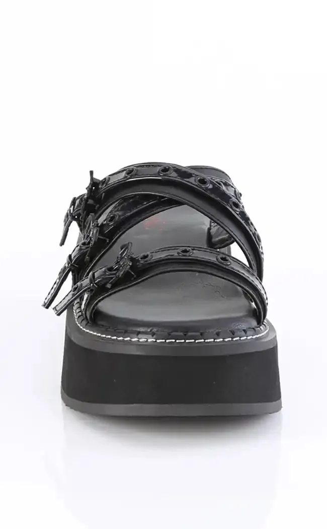 EMILY-07 Black Slide Sandals