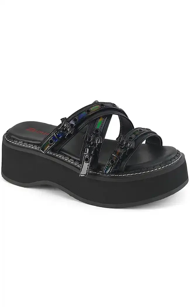 EMILY-07 Black Slide Sandals