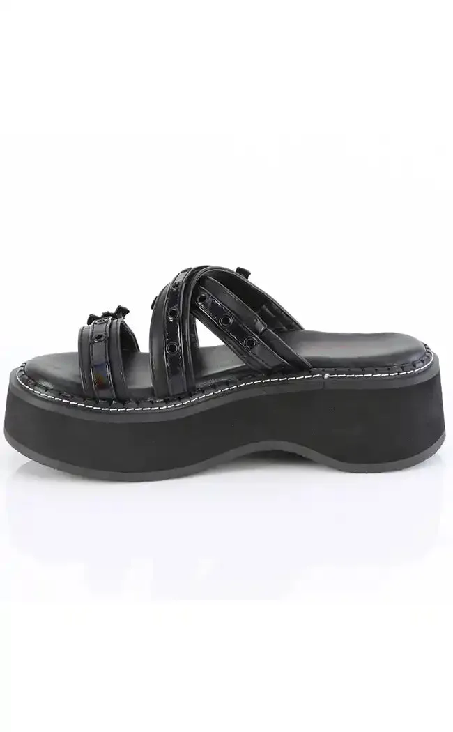 EMILY-07 Black Slide Sandals