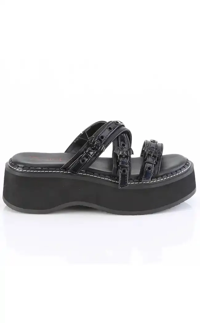 EMILY-07 Black Slide Sandals