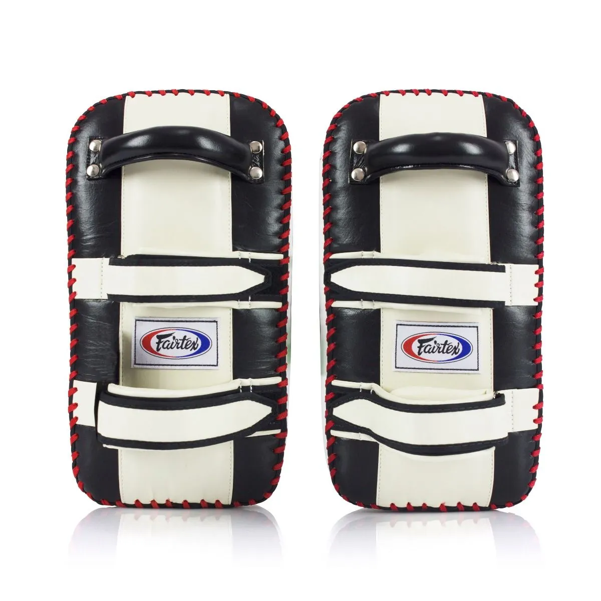 FAIRTEX KPLC2 CURVED MUAY THAI BOXING MMA KICK PADS Size Standard Cowhide Leather Black White