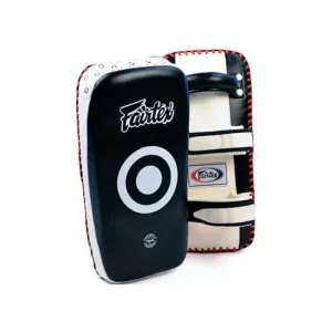 FAIRTEX KPLC3 CURVED MUAY THAI BOXING MMA KICK PADS Size Extra Thick Cowhide Leather Black White