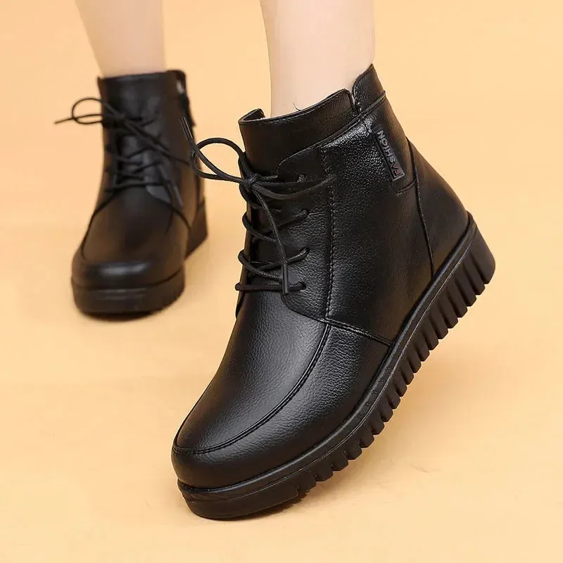 Fashion Women's Casual Shoes GCSBG17 Black Leather Ankle Boots