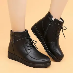 Fashion Women's Casual Shoes GCSBG17 Black Leather Ankle Boots