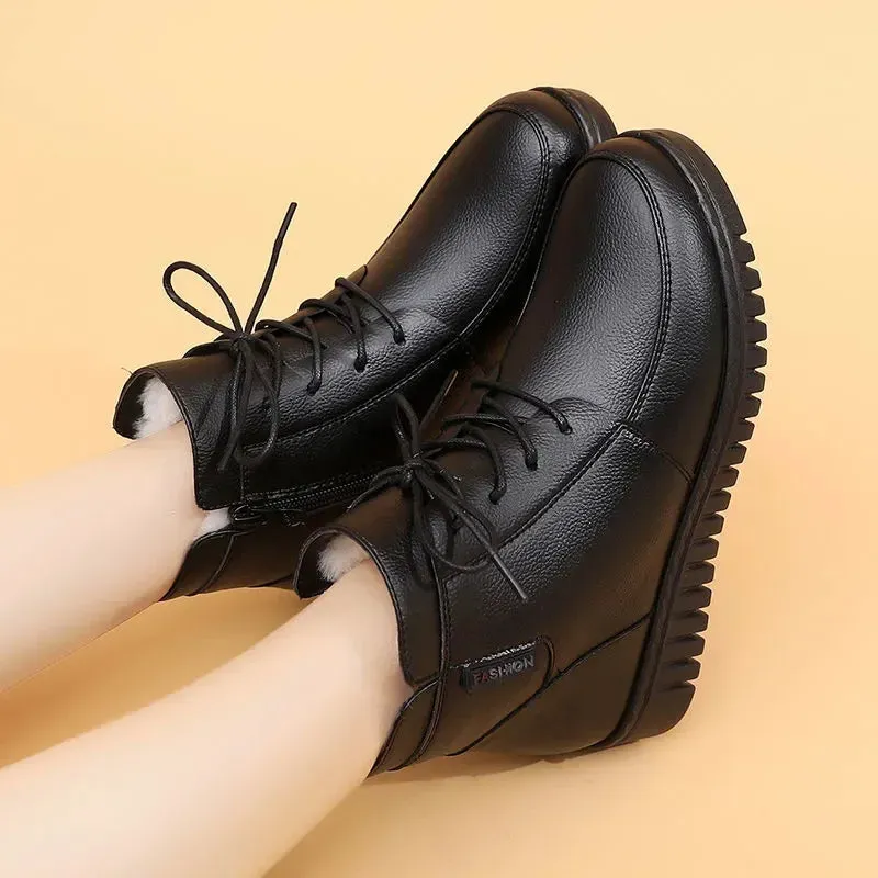 Fashion Women's Casual Shoes GCSBG17 Black Leather Ankle Boots