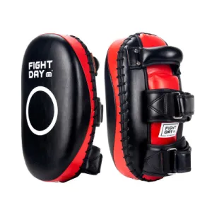 FIGHT DAY KPLC1 MUAY THAI BOXING MMA KICK PADS LIGHT WEIGHT PAIR 33 x 22 x 15 cm Black Red