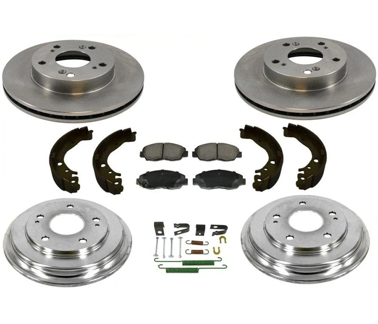 Fits 06-11 Civic DX LX Rotors Ceramic Pads Drum & Brake Shoes   Combi Kit 7Pc