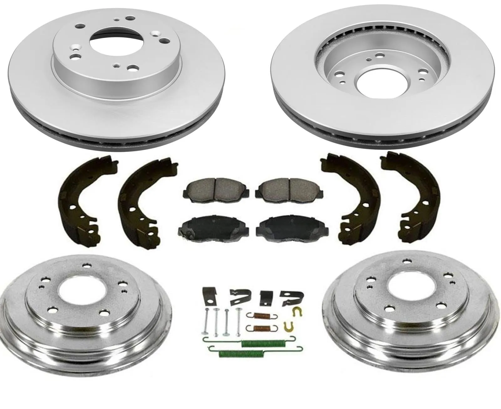 Fits 06-11 Civic DX LX Rotors Ceramic Pads Drum & Brake Shoes   Combi Kit 7Pc