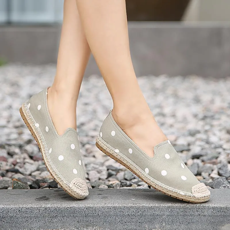 Flat-bottomed Leisure Pedal shoes Linen Grass Edge Lace