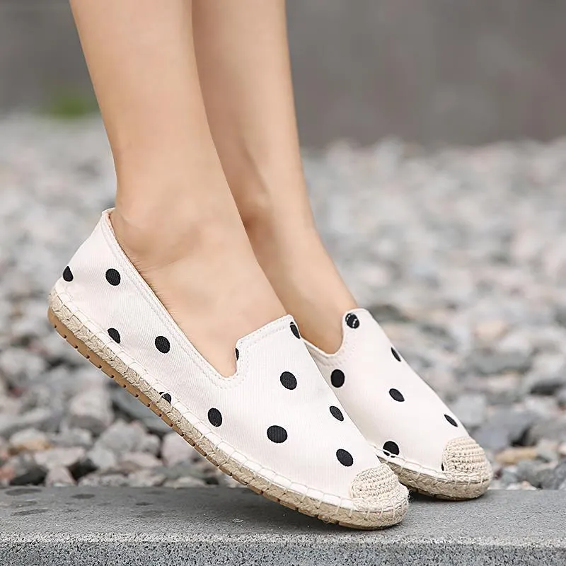 Flat-bottomed Leisure Pedal shoes Linen Grass Edge Lace