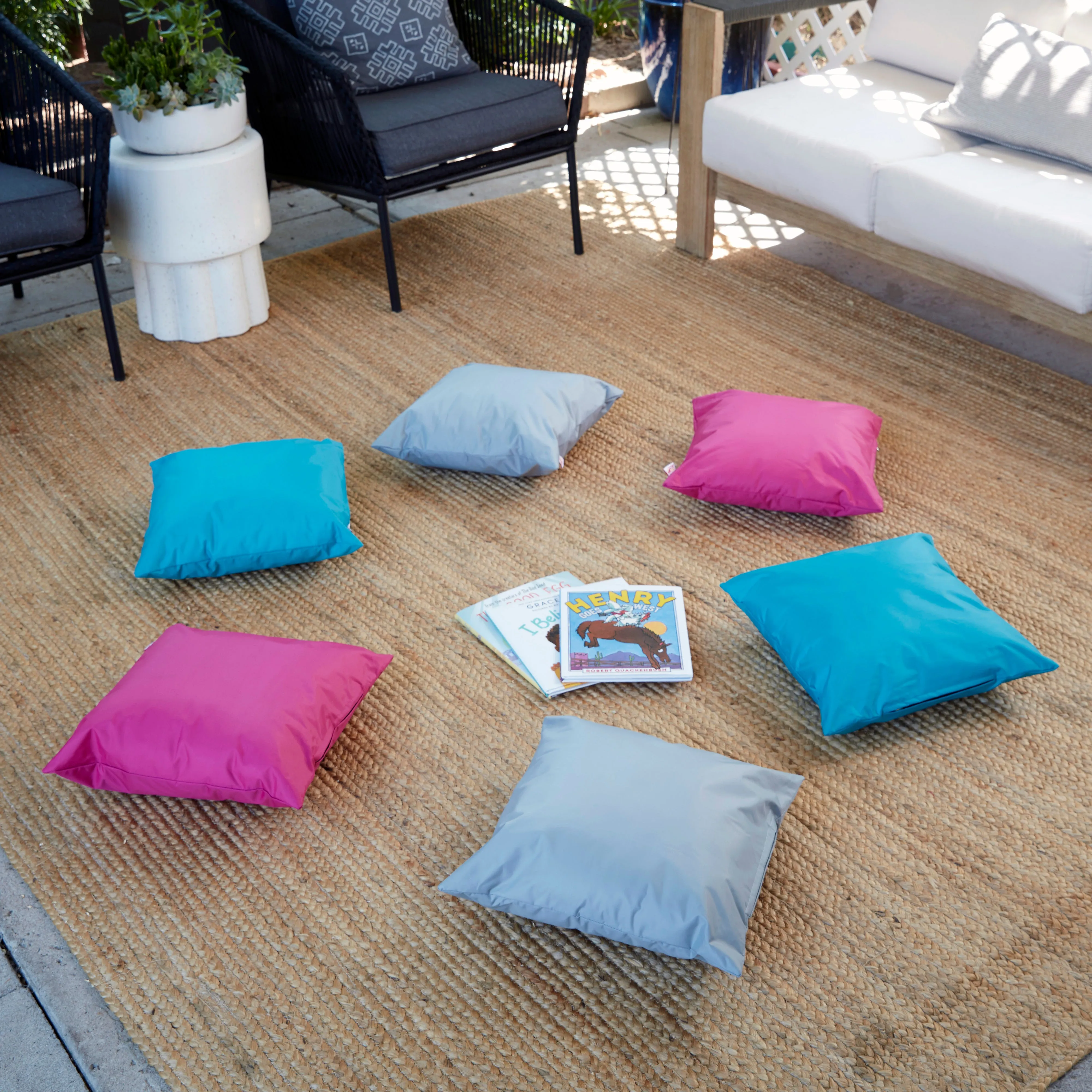 Floor Pillow Set, Colorful Flexible Seating Cushions, 17in x 17in, 6-Piece