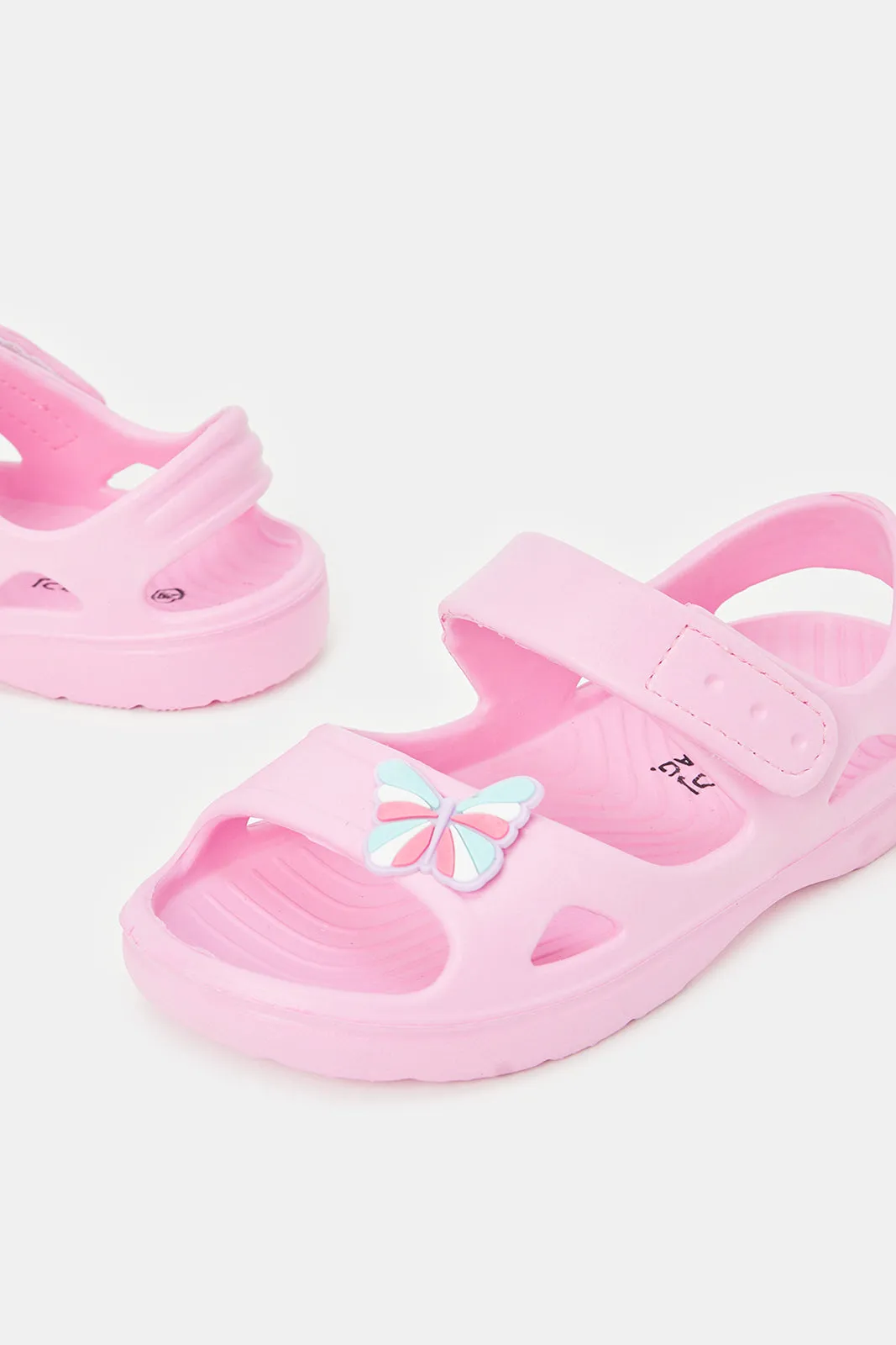 Girls Pink Butterfly Trim Slide