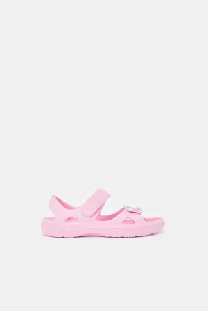 Girls Pink Butterfly Trim Slide