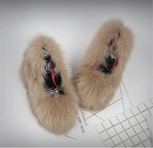 Hairy Big Fluffy Heels With Real Fox Fur And Wedge Platform For Woman Heel Shoes Footwear Sandals