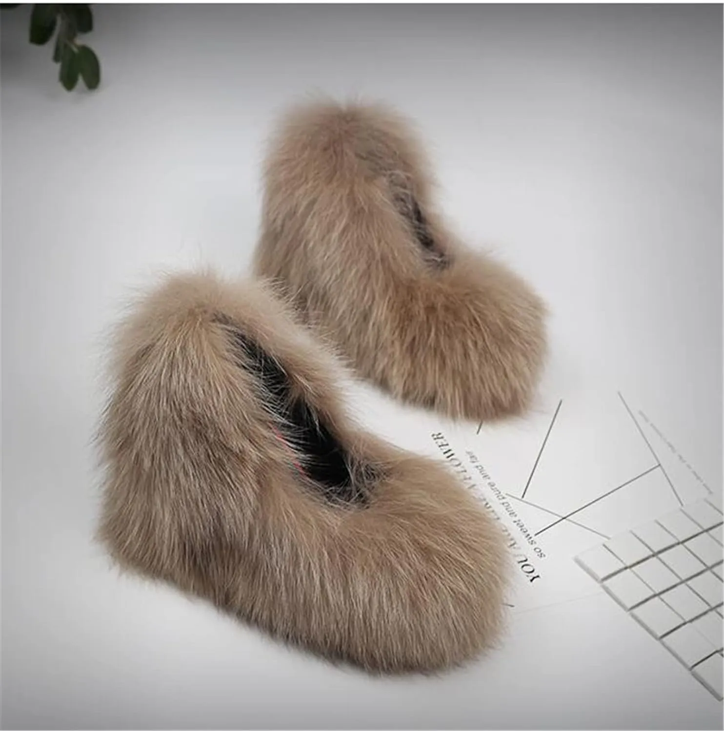 Hairy Big Fluffy Heels With Real Fox Fur And Wedge Platform For Woman Heel Shoes Footwear Sandals