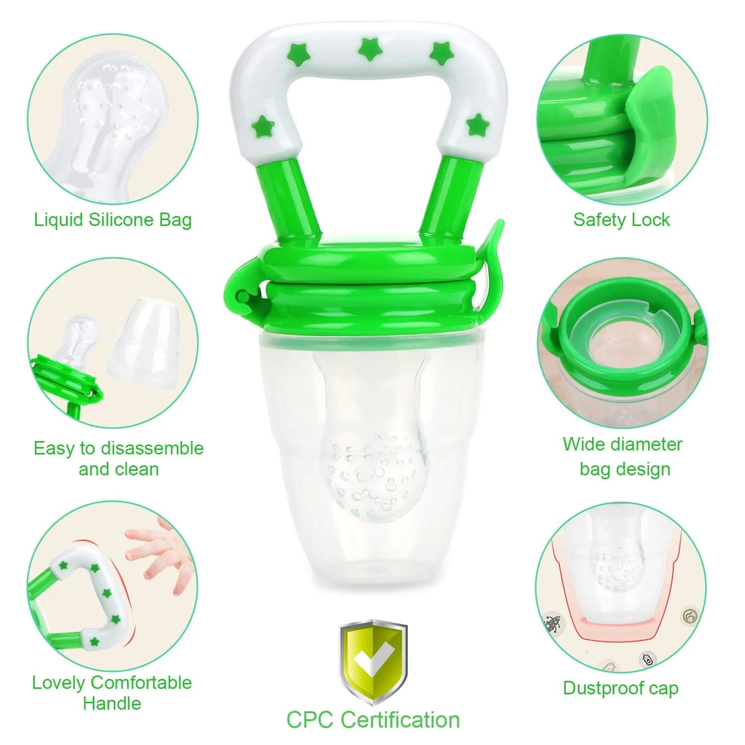 High Quality 2 in 1 Baby Food Pacifier For Storing Fresh or Frozen Fruits, Vegetables, Ice chips, & Breast Milk