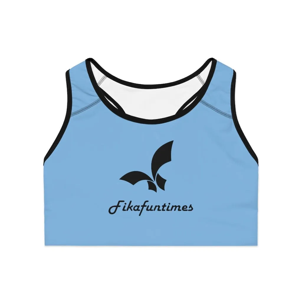 High Support Blue & Black Fikafuntimes Sports Bra