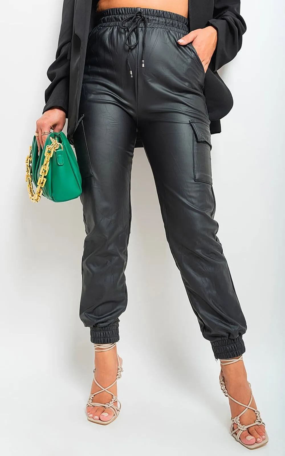 High Waisted Button Front Detail Trouser