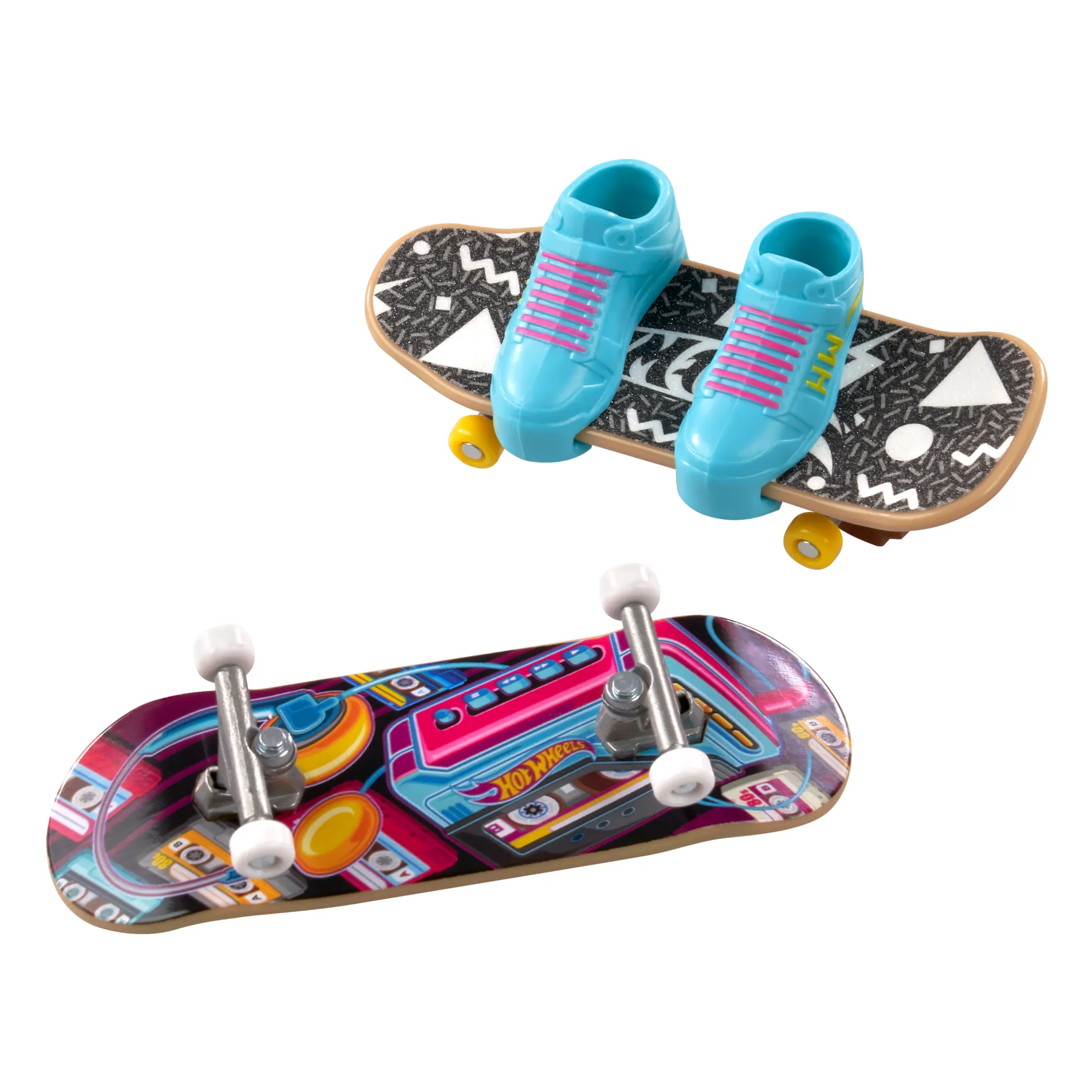 Hot Wheels Skate Retro 2-Pack Fingerboards & Pair Of Skate Shoes (2 Boards, 1 Pair Of Skate Shoes)