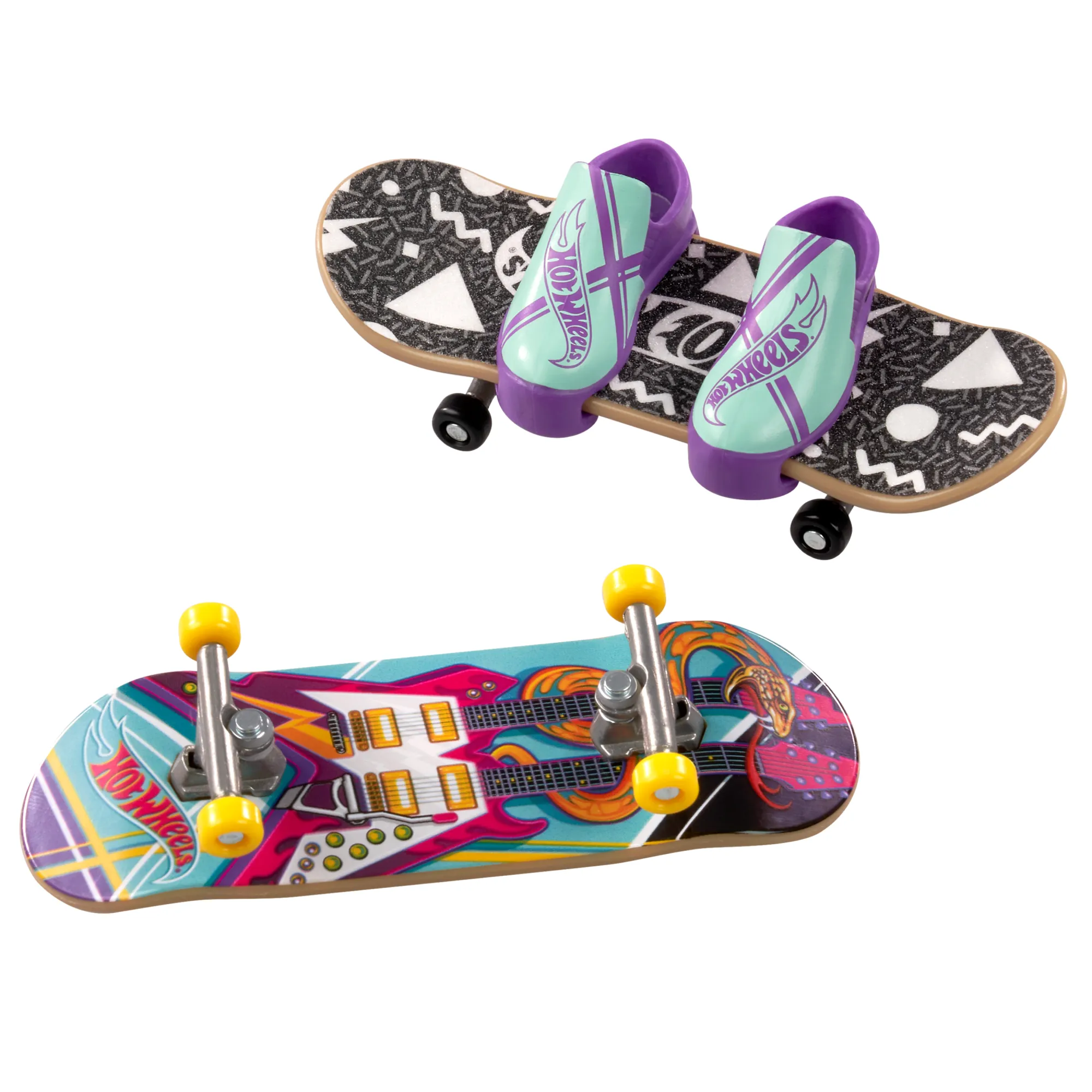 Hot Wheels Skate Retro 2-Pack Fingerboards & Pair Of Skate Shoes (2 Boards, 1 Pair Of Skate Shoes)