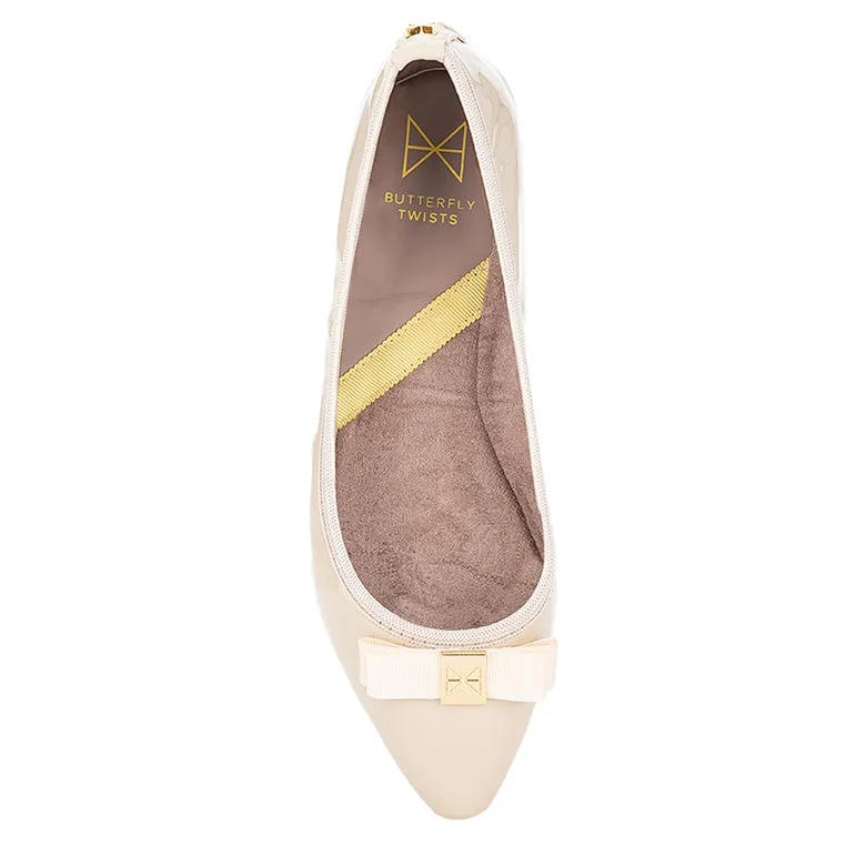 JASMINE Ballet Flat Shoes - Beige Patent