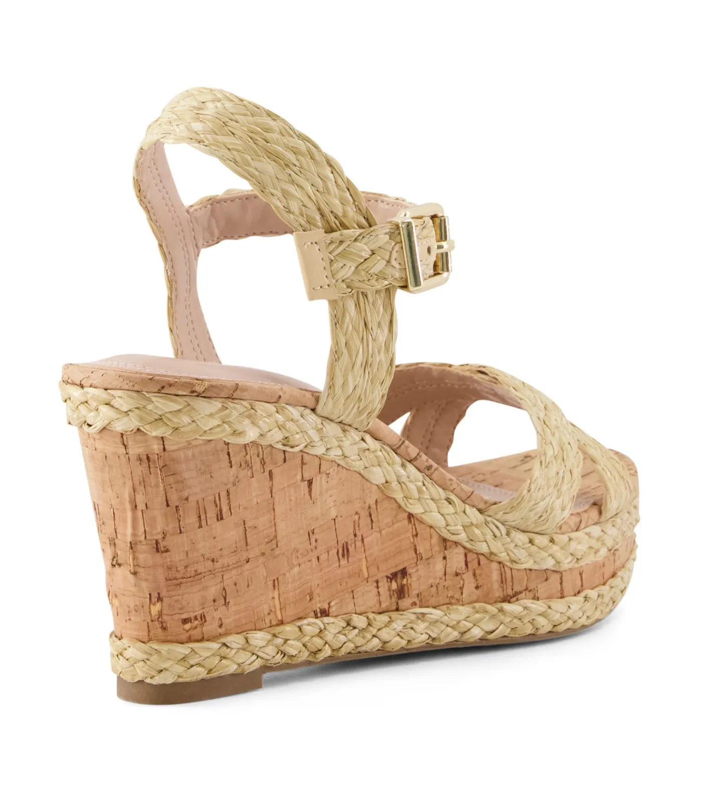 Kelisa Braided Upper High Wedge Heel Sandals Beige