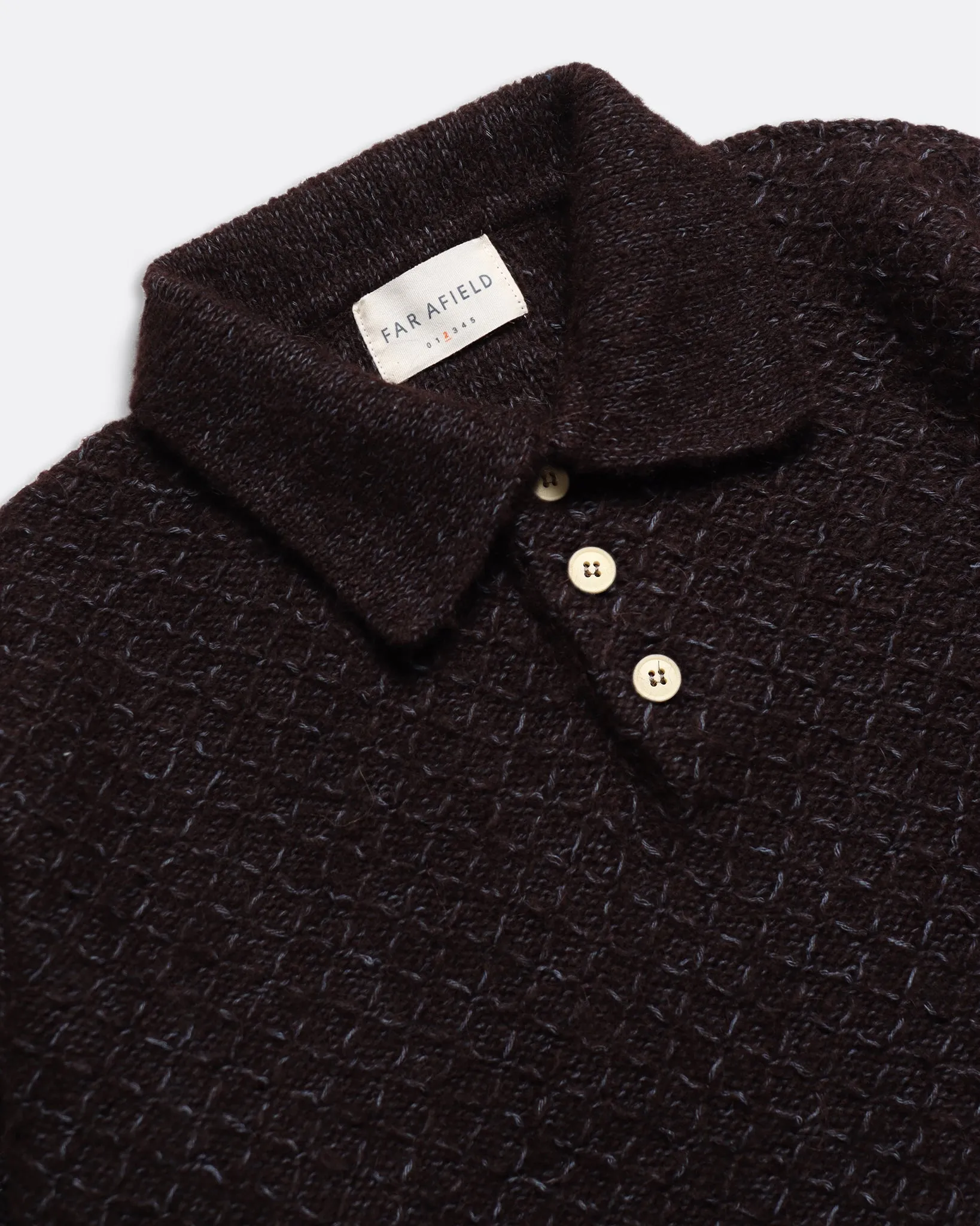 Kier Knitted Polo - Slate Brown Diamond Cable