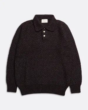 Kier Knitted Polo - Slate Brown Diamond Cable