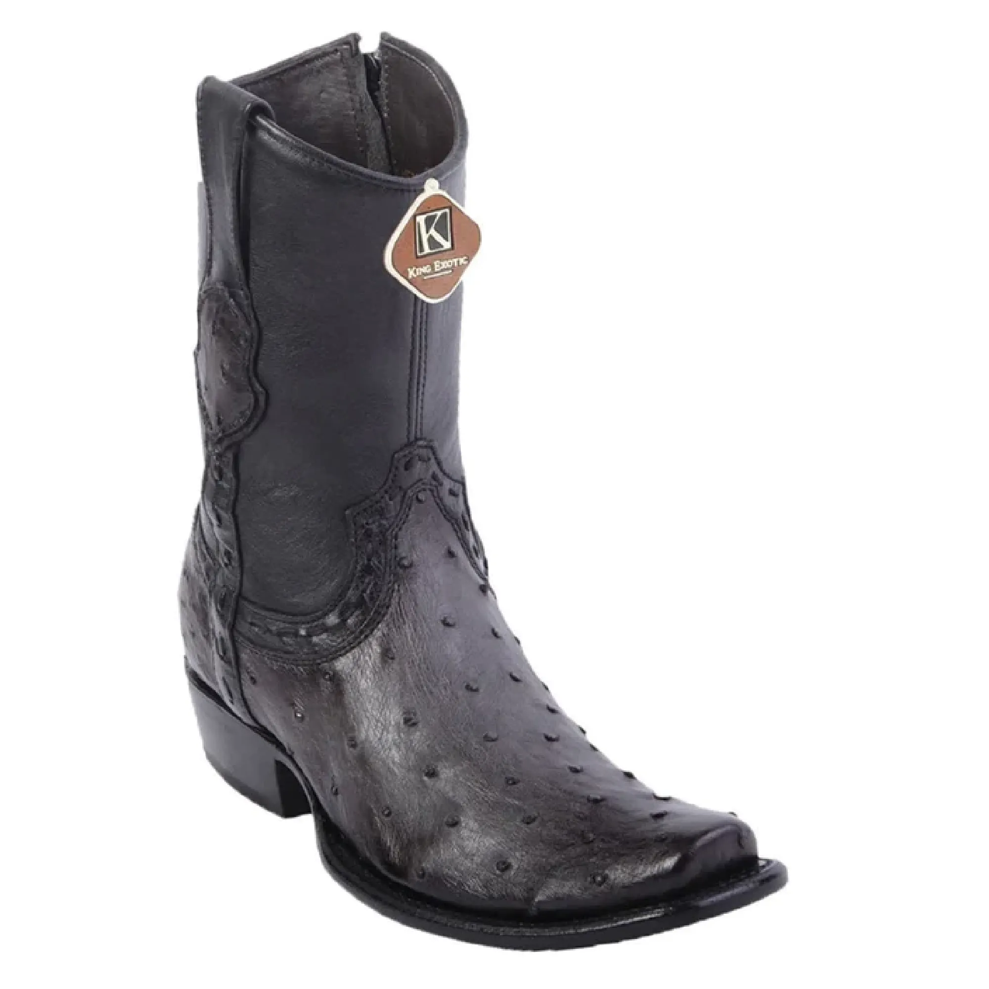 King Exotic Boots #479B0338 Men's Dubai Boot | Men's Ostrich Boots  Color Faded Gray