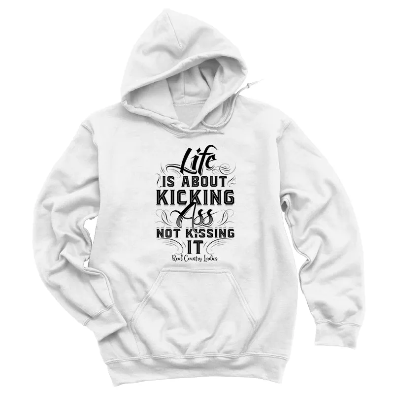 Life Is About Kicking Black Print Hoodies & Long Sleeves