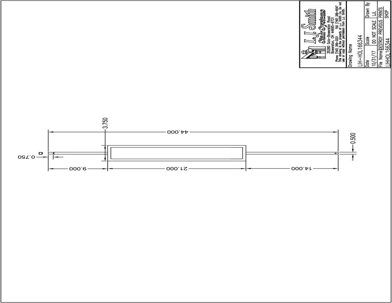 LIH-HOL166344 — Contempo Series Rectangle Baluster (1/2" Square Hollow)