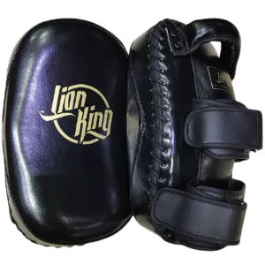 LION KING 0047 MUAY THAI BOXING MMA KICK PADS 2.0 Leather Black