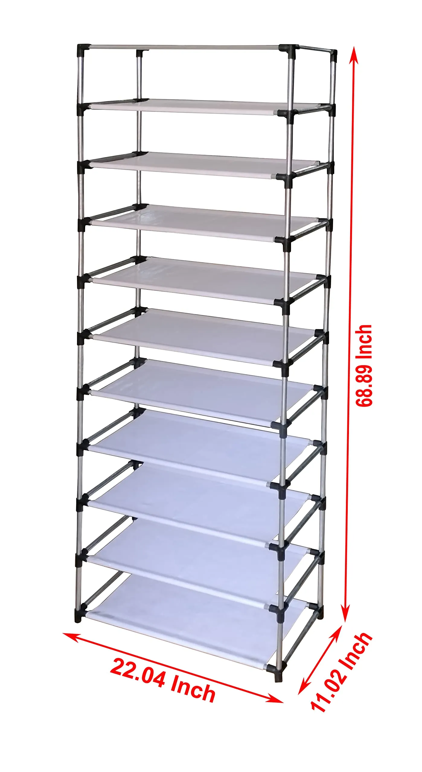 Maison & Cuisine® Shoe Rack Frame Cabinet Stand Lite Weight Foldable Shelves Storage Organizer for Home White (10 Layer)