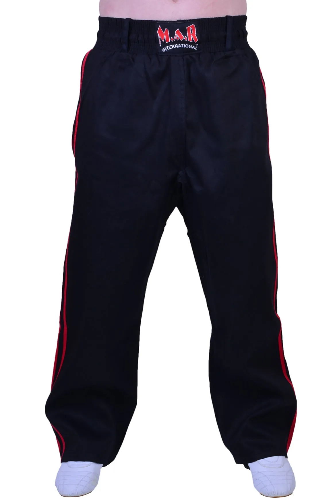 MAR-088E | Black & Red Kickboxing & Freestyle Two-Striped Trousers