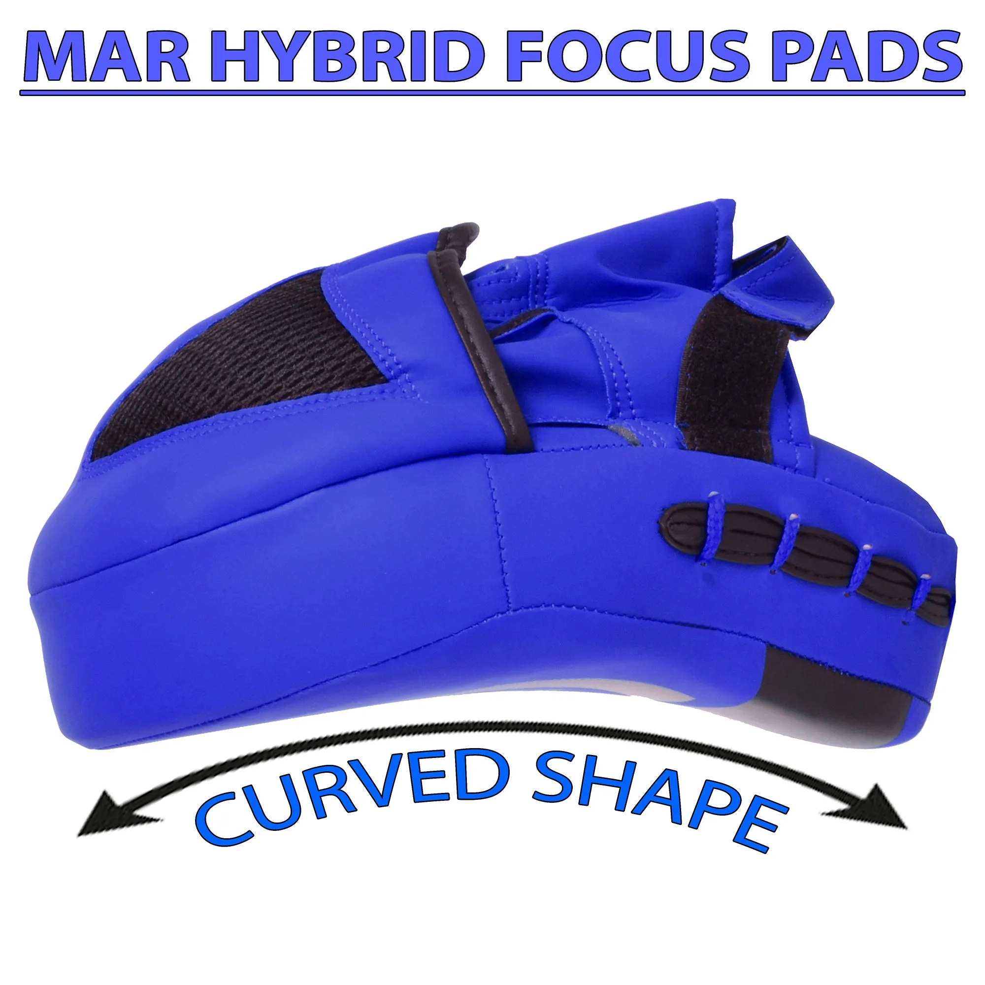 MAR-195F | Blue Hybrid Curved Focus Mitts