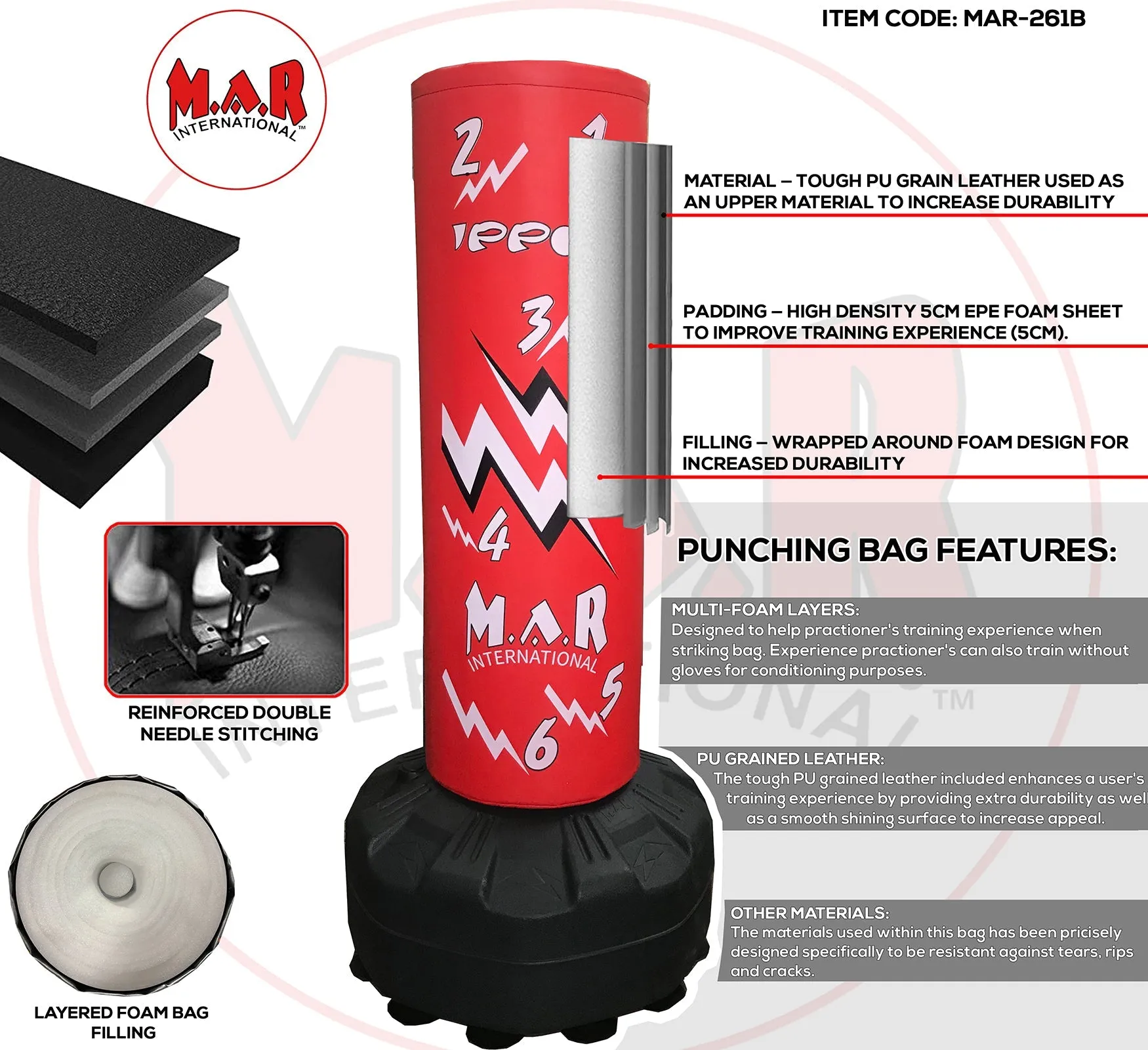 MAR-261A | Children's Free Standing Punching Bag with Scoring Zones - Bolt