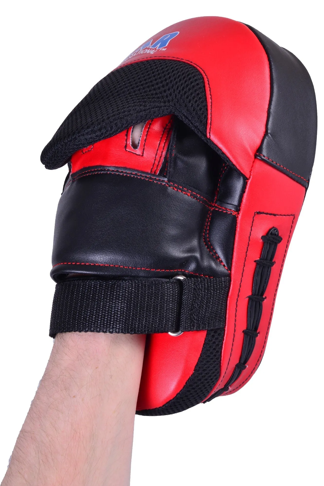 MAR-445A | Red & Black Curved Focus Mitts